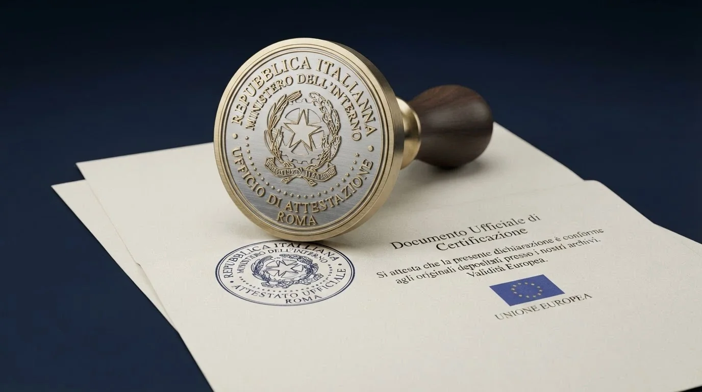 Il logo dell'Agenzia delle Dogane e dei Monopoli accanto al timbro di una concessione italiana e alla bandiera dell'UE