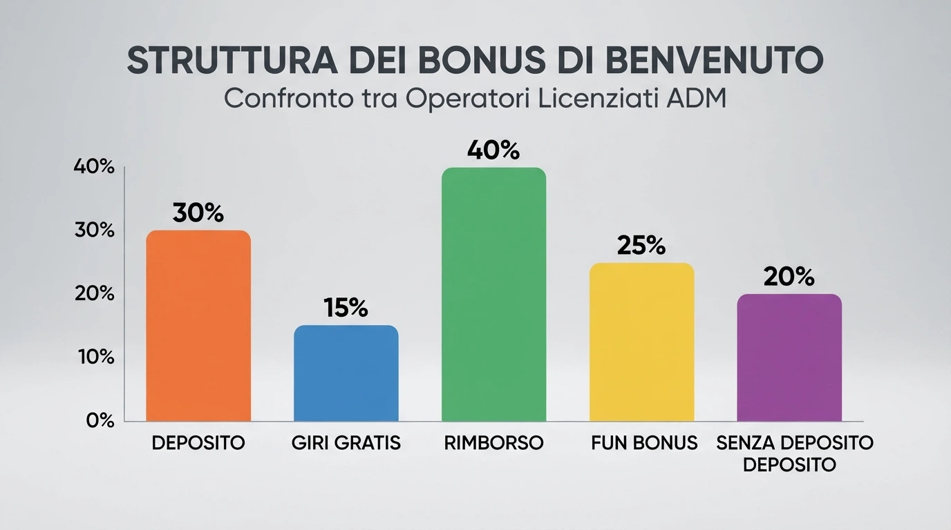 Rappresentazione grafica di una tabella comparativa con bonus, wagering e condizioni di casinò ADM