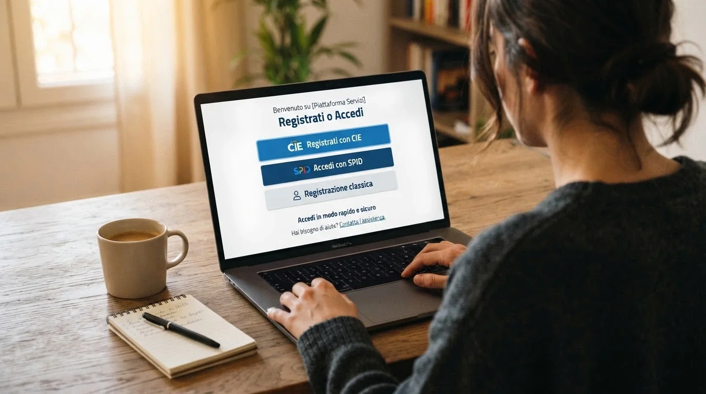 schermata di un portale di casinò online con l'opzione «Registrati con CIE» visibile accanto alle opzioni SPID e registrazione classica