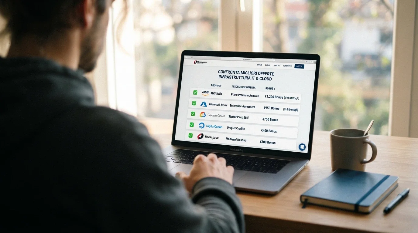 Una tabella comparativa aperta su un laptop con i nomi e i bonus dei casino online ADM