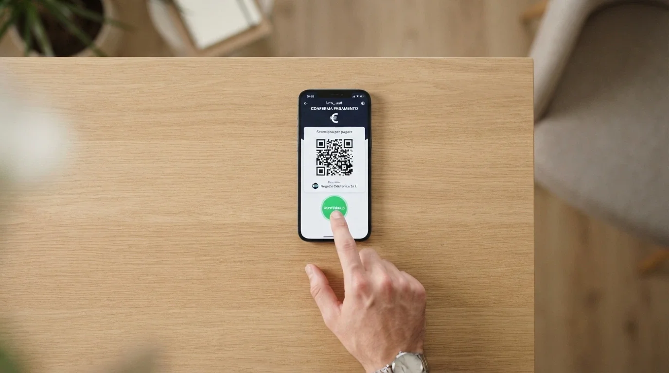 Smartphone con l'app MetaMask aperta su un codice QR per un deposito in Ethereum