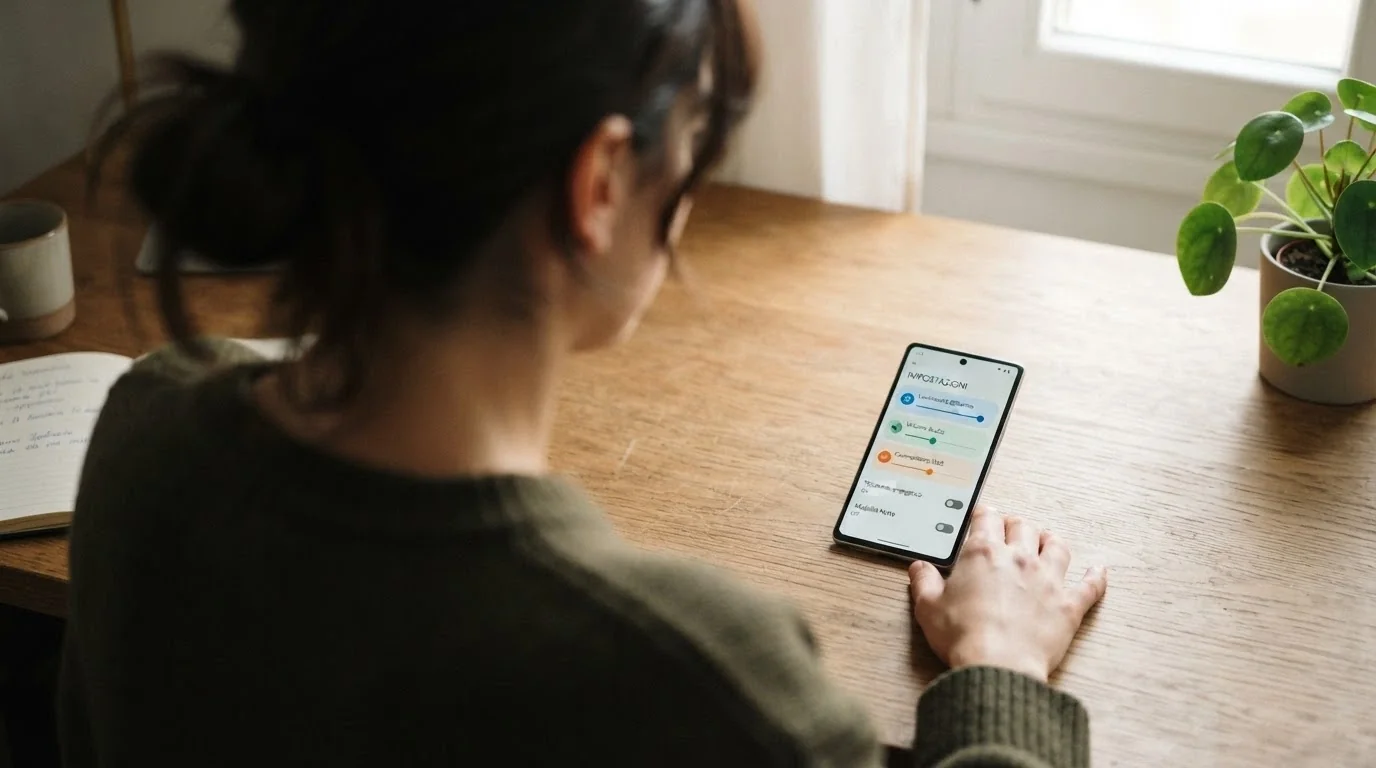Un iPhone con la schermata dell'area riservata di un casinò ADM che mostra i controlli di limite di deposito, spesa e tempo