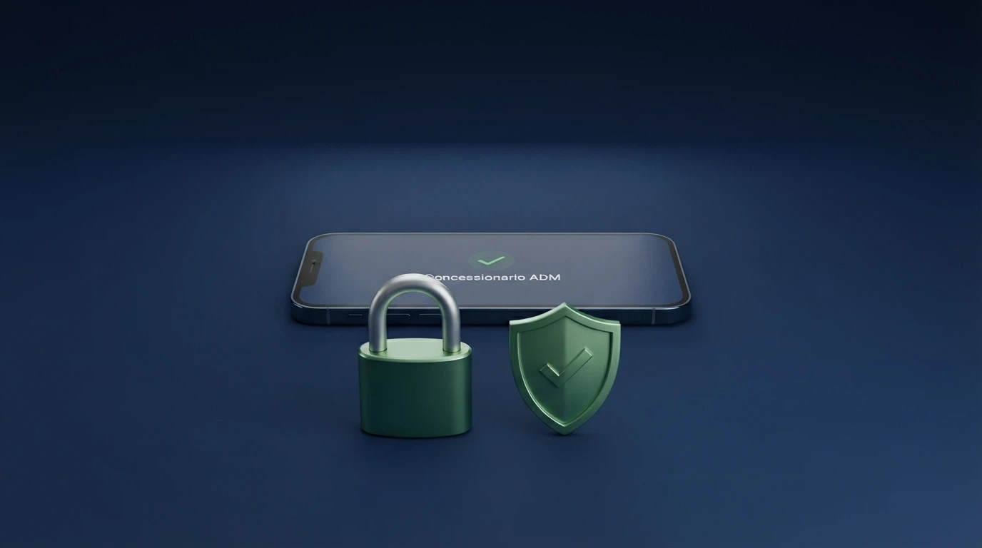 Il logo ufficiale dell'Agenzia delle Dogane e dei Monopoli affiancato a un lucchetto verde sullo schermo di uno smartphone, con la dicitura «Concessionario ADM» in evidenza