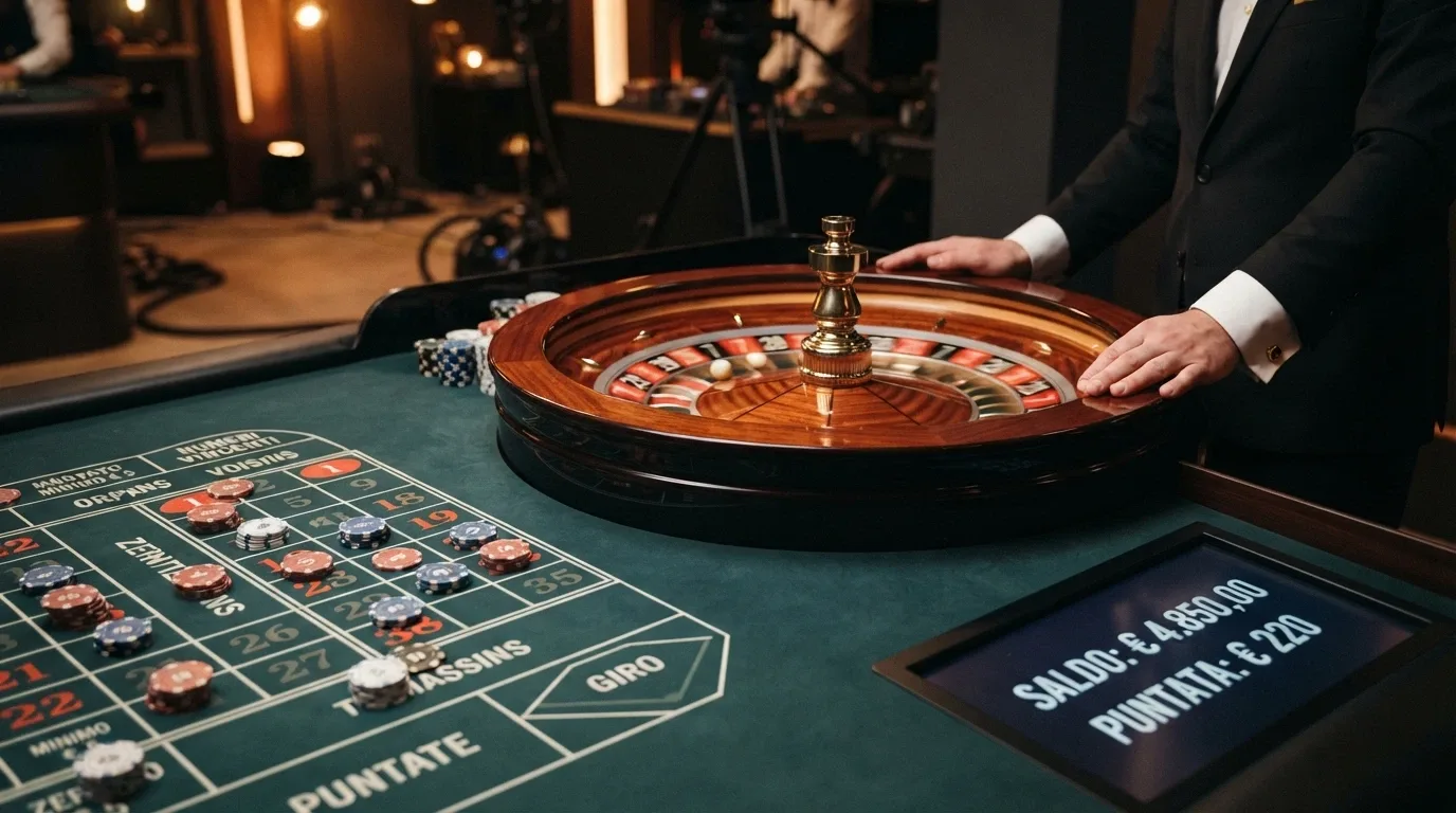 Tavolo di roulette live in modalità demo con croupier dal vivo e puntate in crediti virtuali