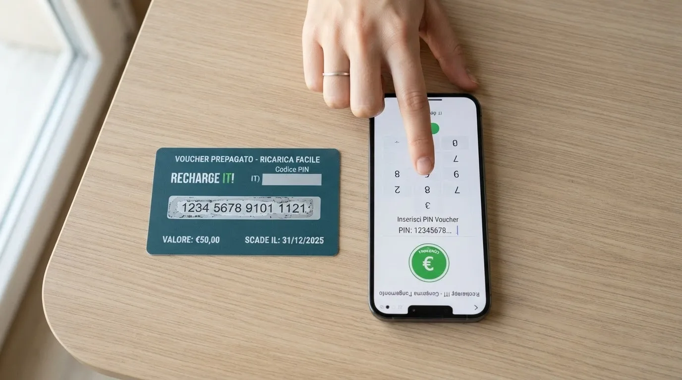 Un voucher Paysafecard con il codice PIN accanto allo schermo di un casinò online che mostra l'opzione di deposito Paysafecard
