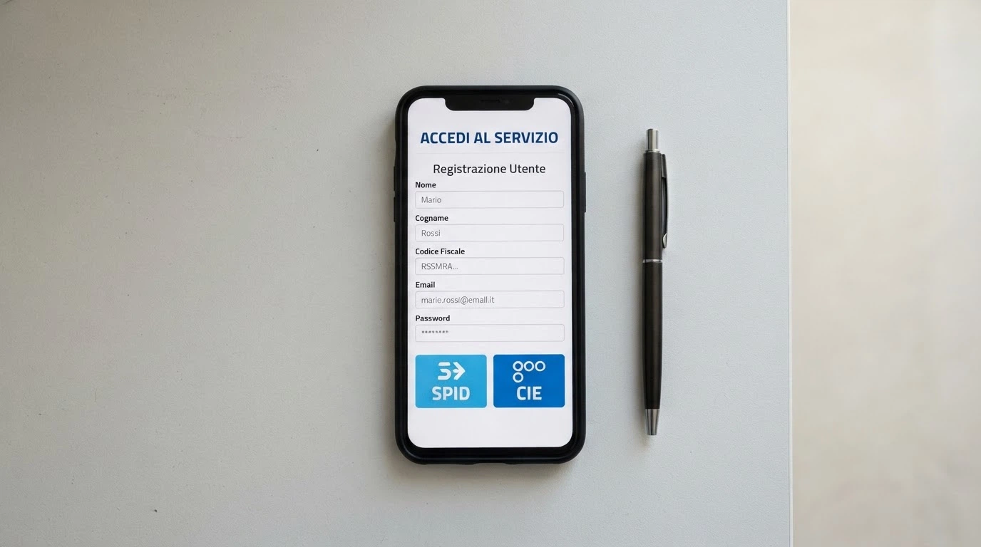 Schermata di registrazione a un casinò online con l'opzione di accesso tramite SPID e CIE