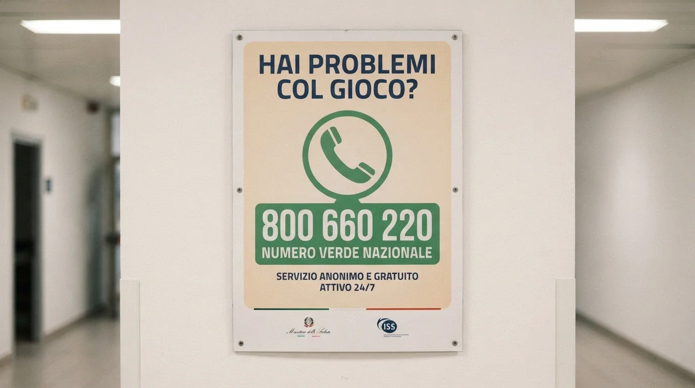 Logo del Telefono Verde contro il Gioco d'Azzardo con il numero 800 558822 in evidenza