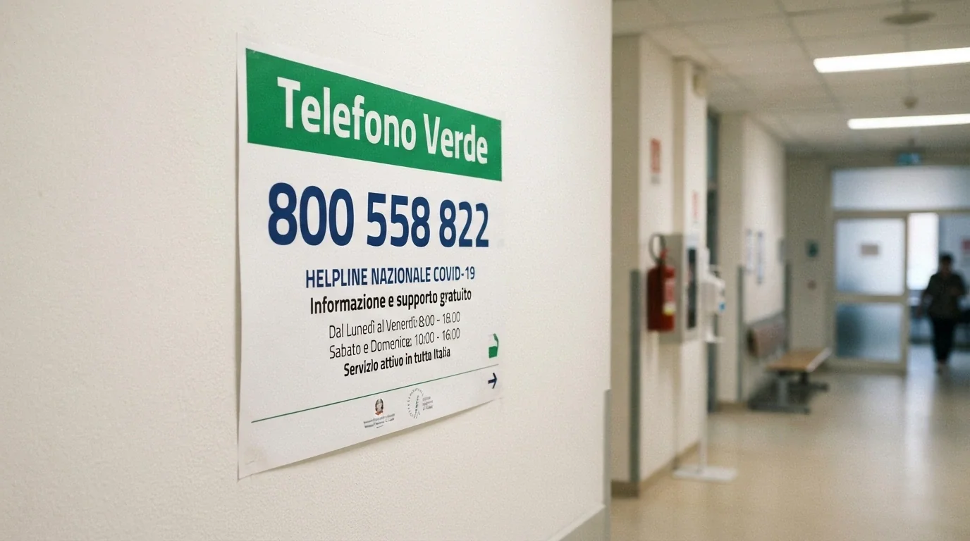 Cartello con il numero del Telefono Verde 800 558 822 e il logo dell'Istituto Superiore di Sanità