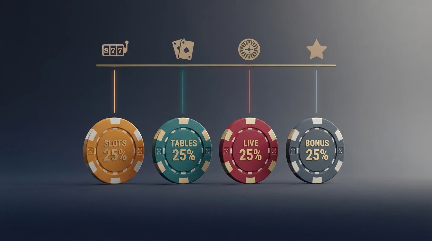 Una schermata che mostra la suddivisione di un bonus casinò in quattro tranche da 250 euro ciascuna, con le icone dei provider di slot associati